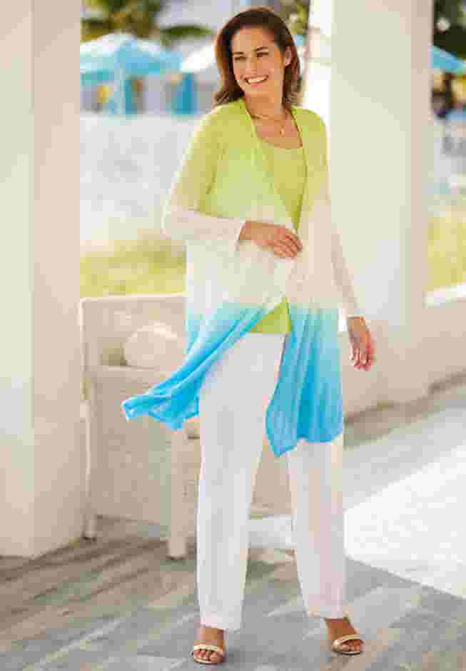 Lightweight Ombrè Open Front Cardigan image number 4