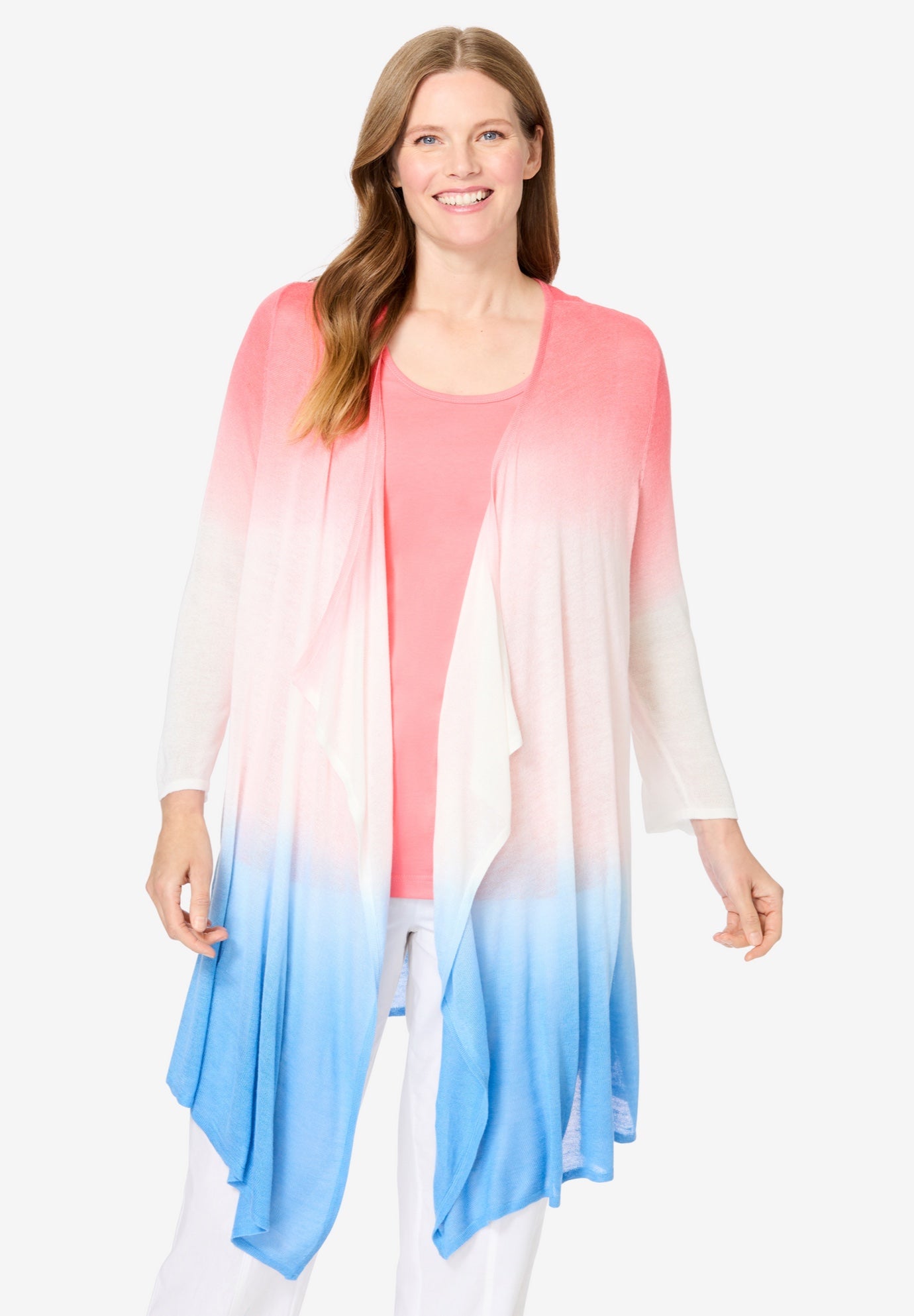 Lightweight Ombr&egrave; Open Front Cardigan image number 0