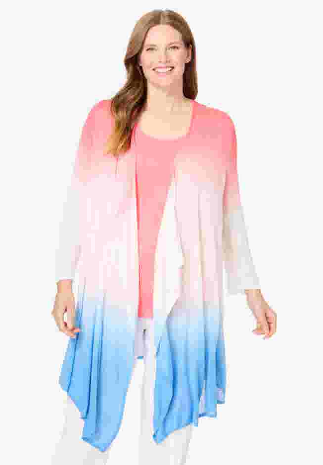 Lightweight Ombrè Open Front Cardigan image number 0