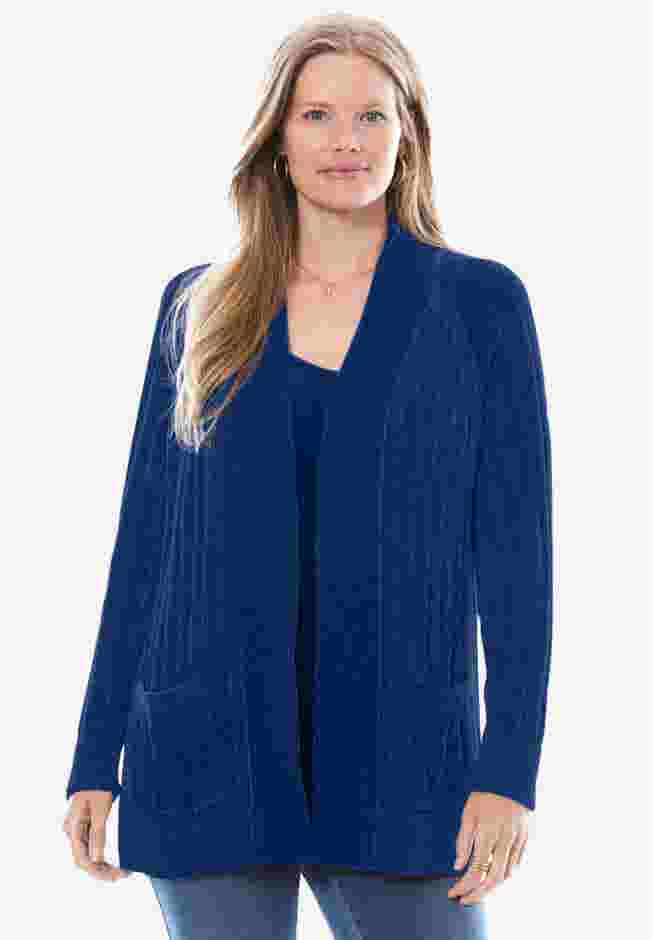 Open Front Chenille Cardigan image number 3