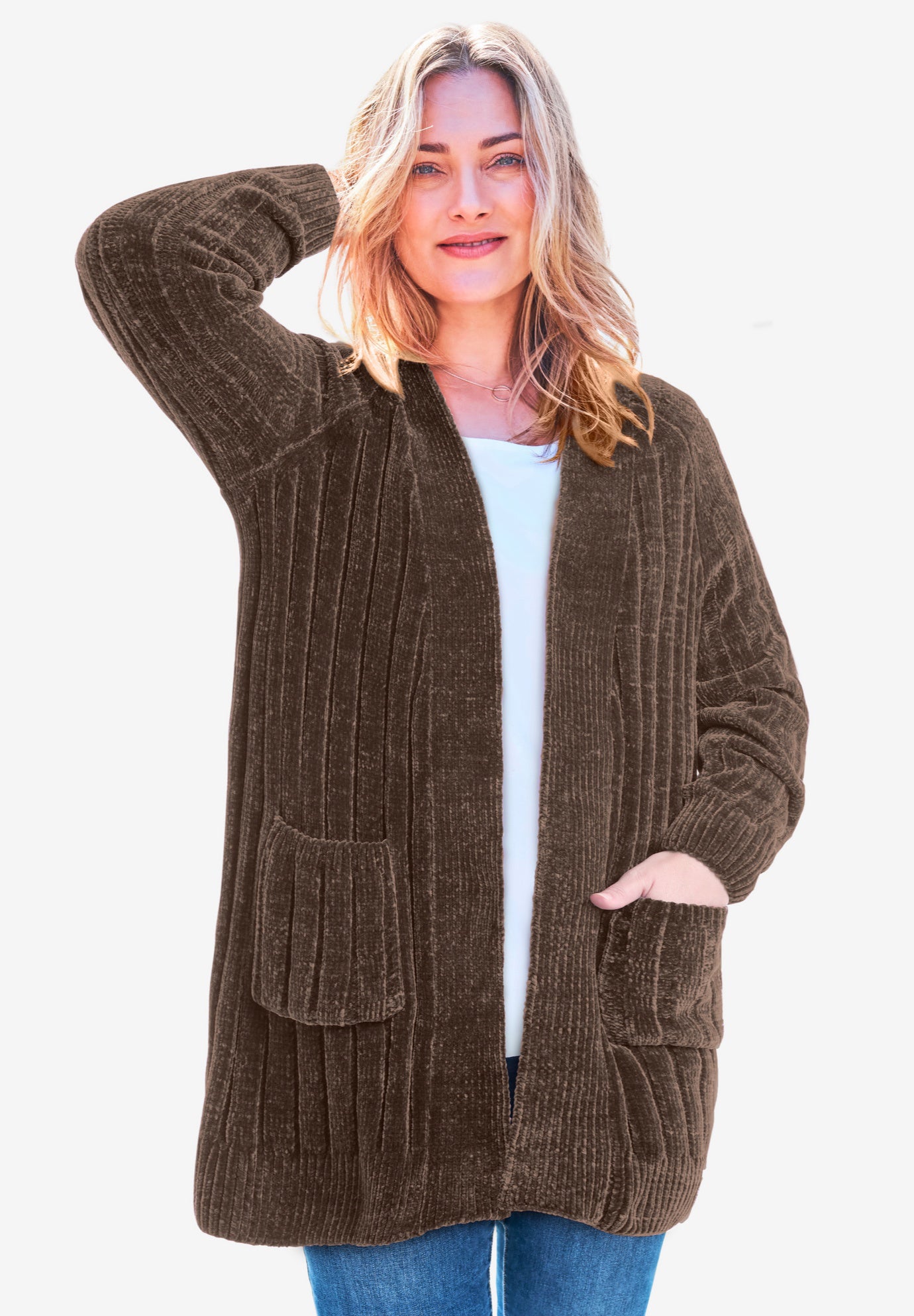 Open Front Chenille Cardigan image number 0