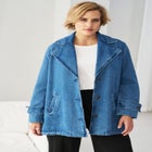 Button Front Denim A-line Jacket image number null