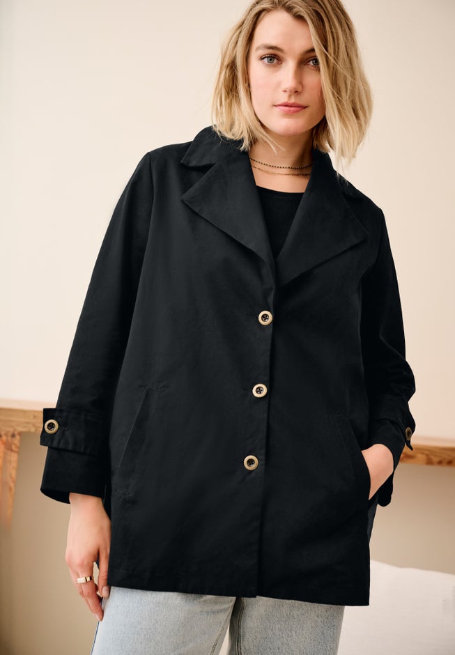 Button Front Denim A-line Jacket image number 0