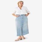 Strecth Denim Mid-rise Maxi Skirt image number null