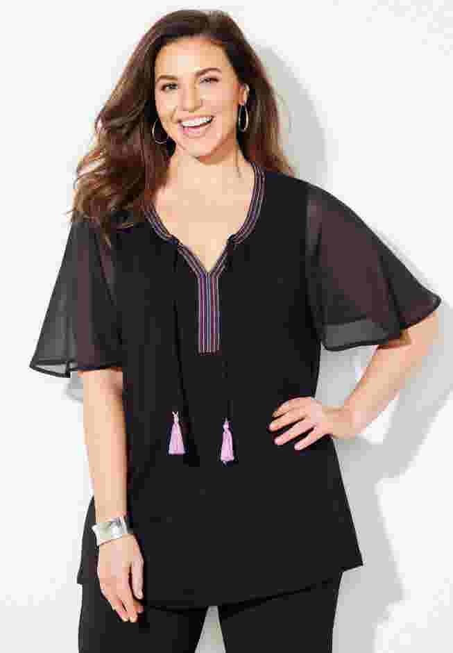 Flutter Sleeve Peasant Top image number 0