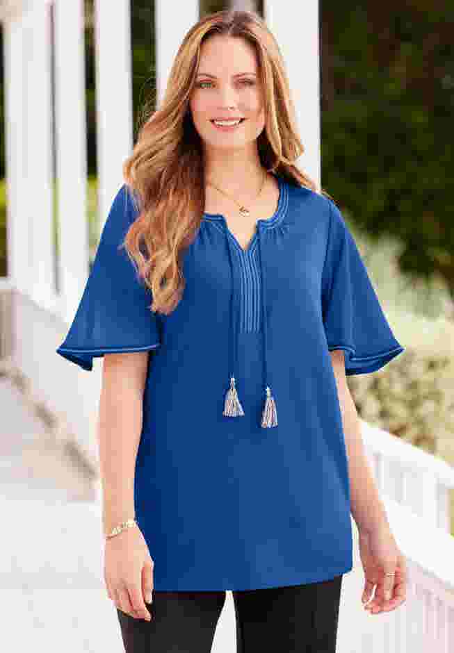 Flutter Sleeve Peasant Top image number 0