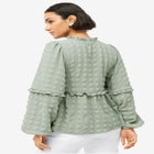 Ruffle Trim V-Neck Babydoll Blouse image number 1