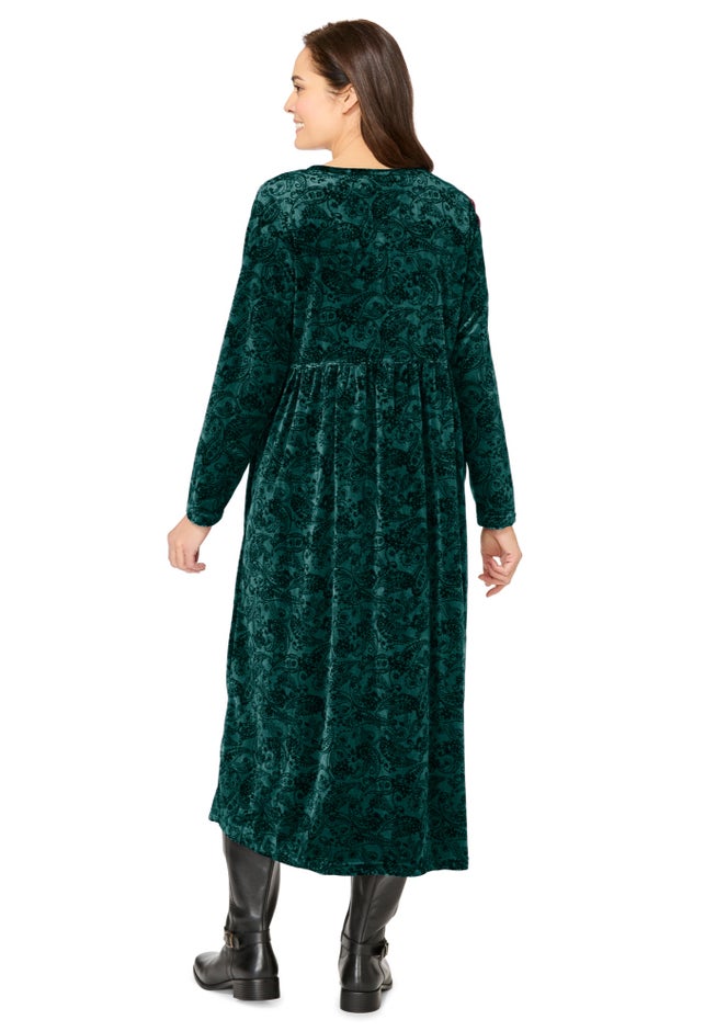 21-Button Velour Dress image number 1