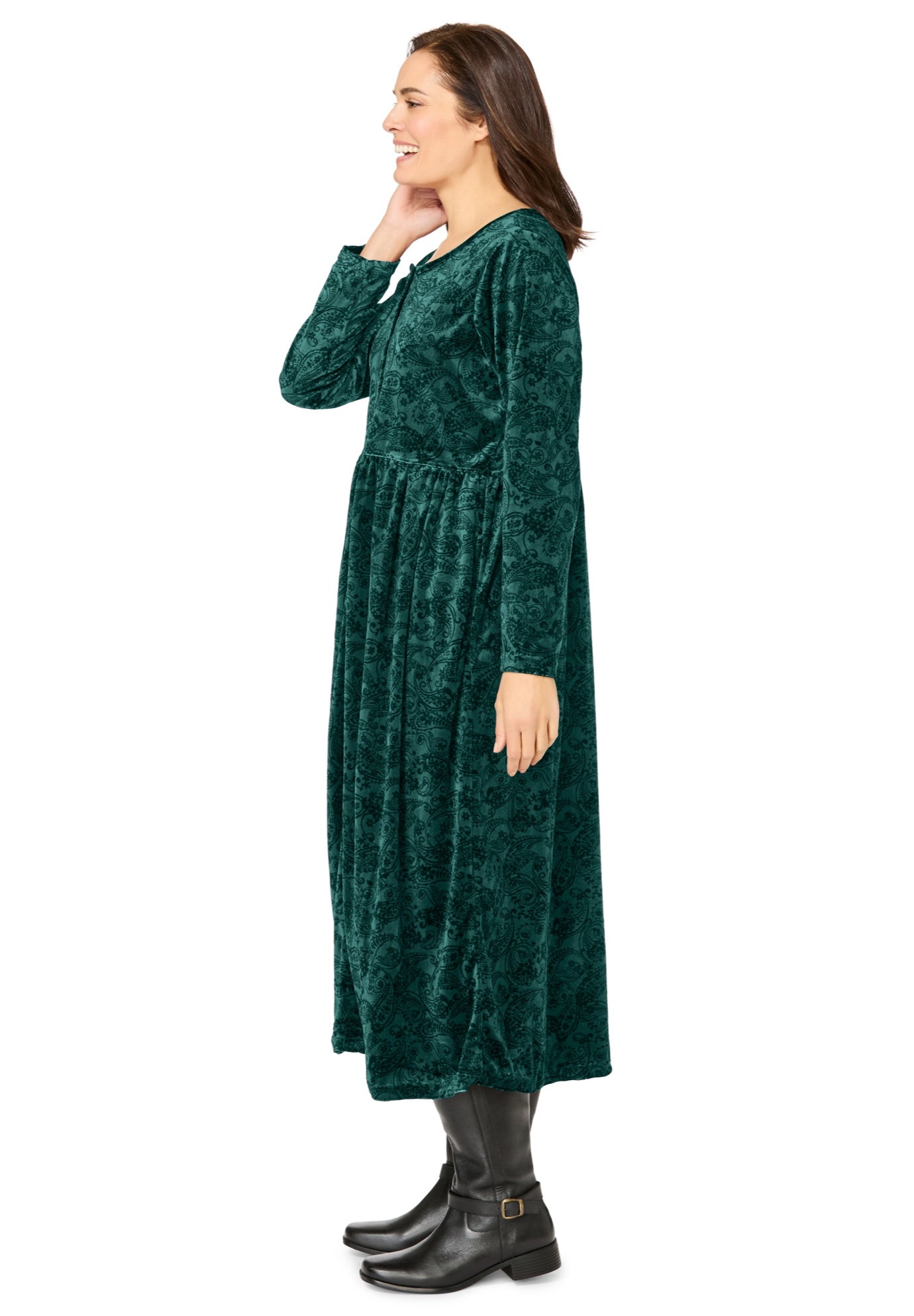 21-Button Velour Dress image number 2