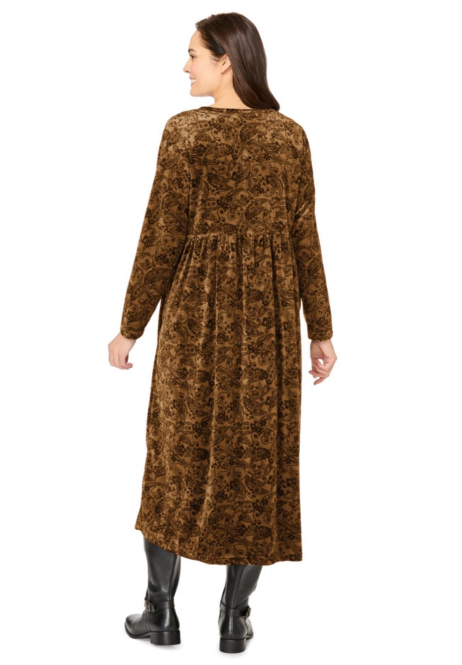 21-Button Velour Dress image number 1