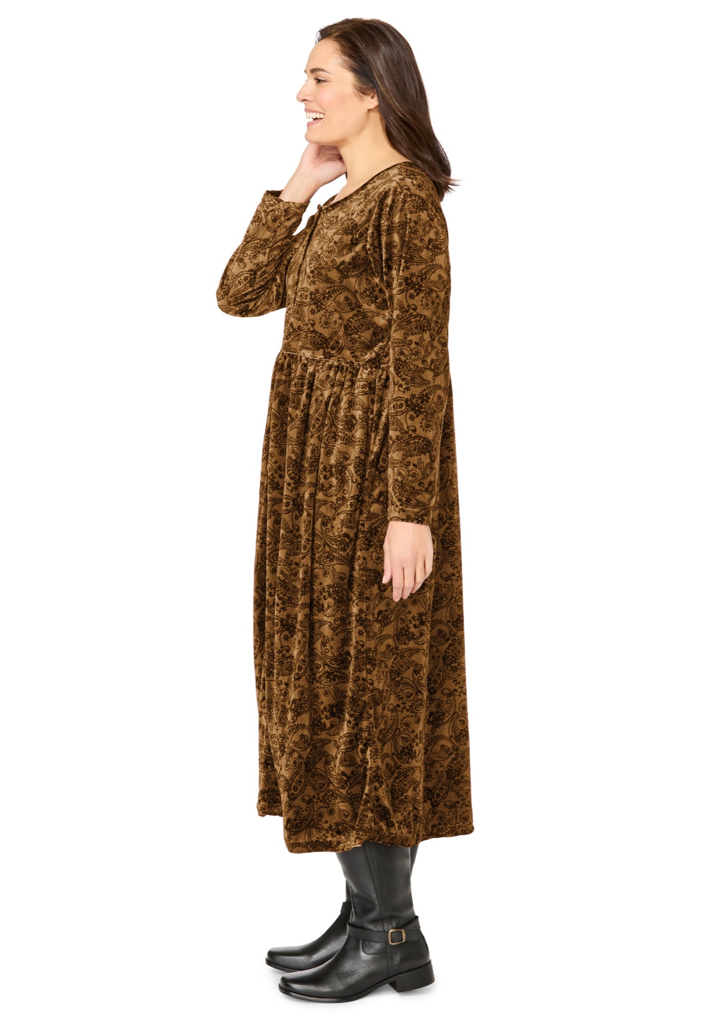 21-Button Velour Dress image number 2