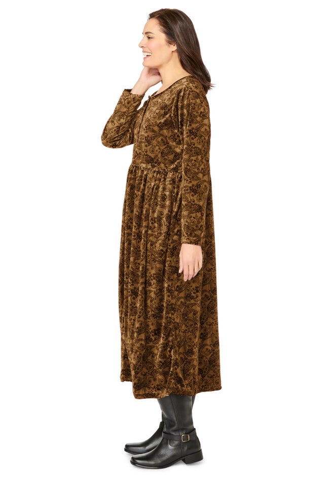 21-Button Velour Dress image number 2