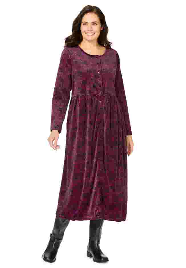 21-Button Velour Dress image number 0