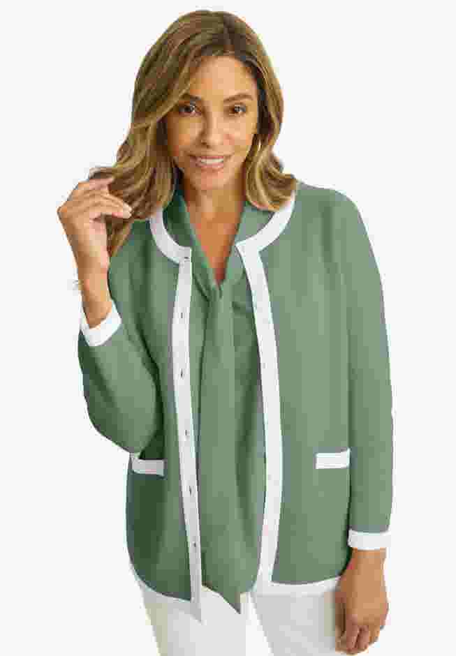 Tipped Boxy Cardigan image number 0