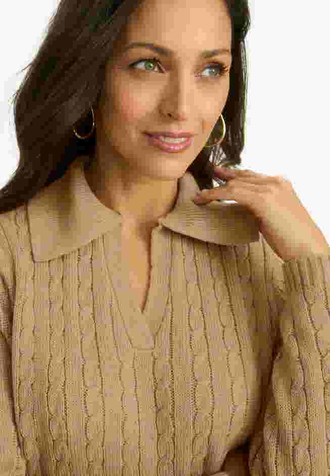 Pullover Cable Polo image number 3