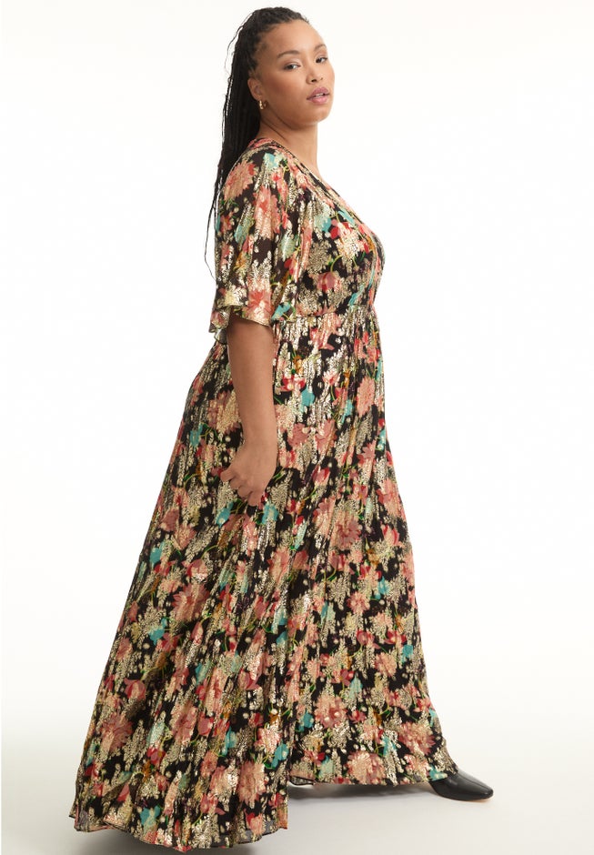 Metallic Printed Maxi Dress image number 2