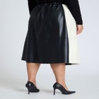 Colorblocked Faux Leather Full Midi Skirt image number null