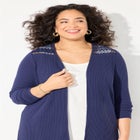 Waffle Knit Lace Back Cardigan image number null