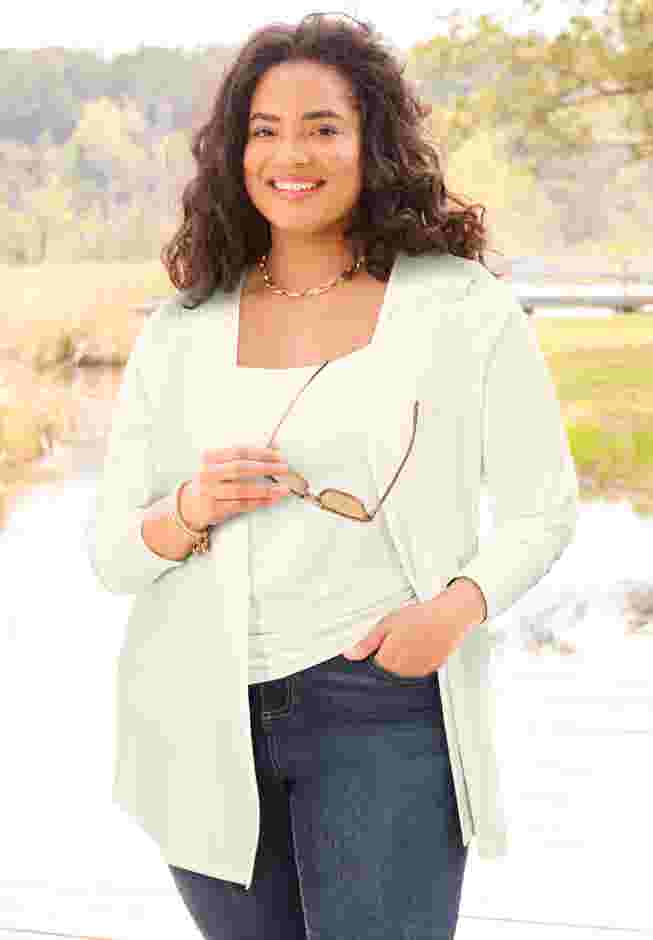 Waffle Knit Lace Back Cardigan image number 0