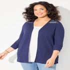 Waffle Knit Lace Back Cardigan image number null