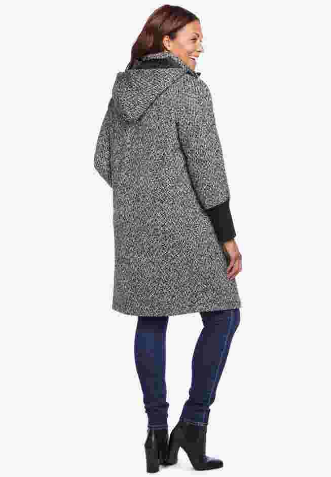 Rib-Knit Trim Wool Coat image number 1
