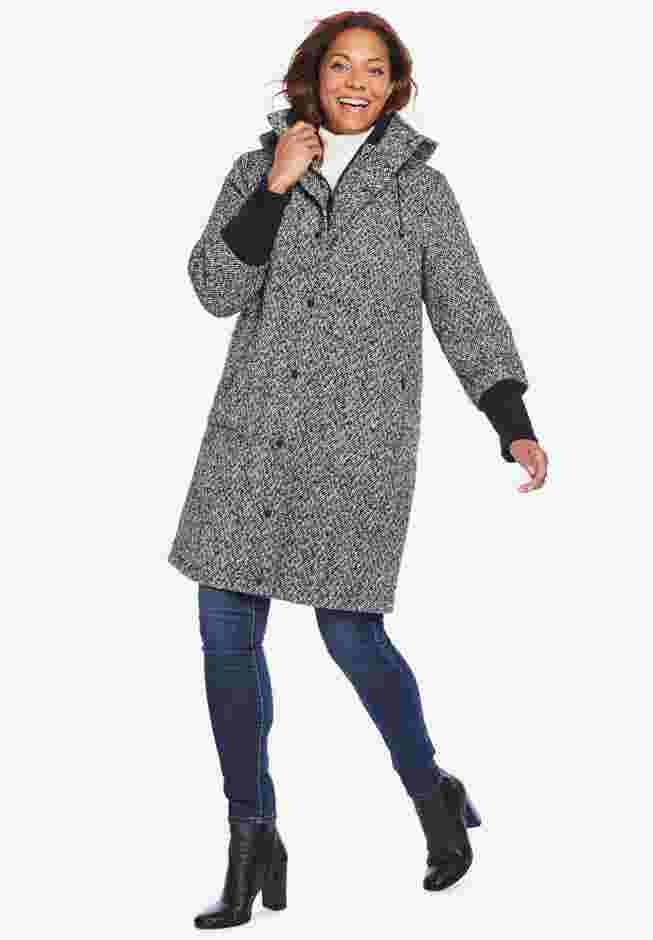 Rib-Knit Trim Wool Coat image number 0