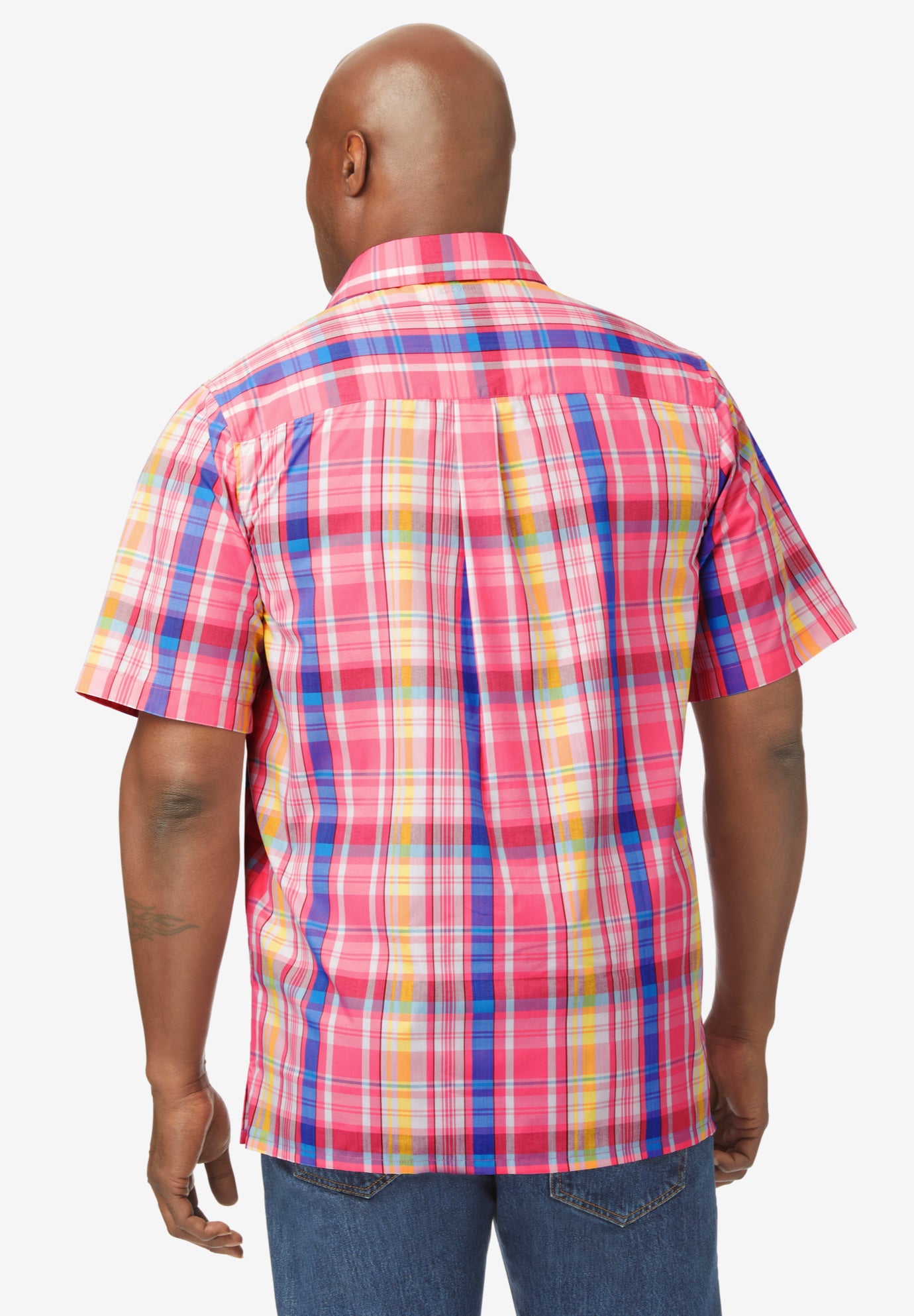 Plaid Wrinkle-Resistant Short Sleeve Button Down image number 1