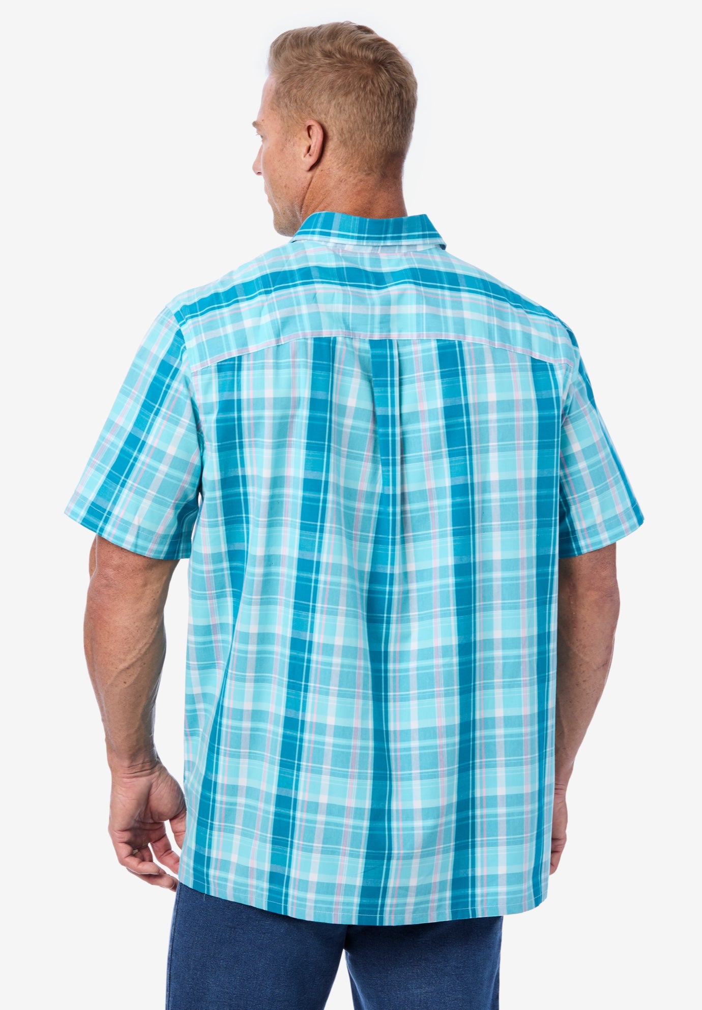 Plaid Wrinkle-Resistant Short Sleeve Button Down image number 1