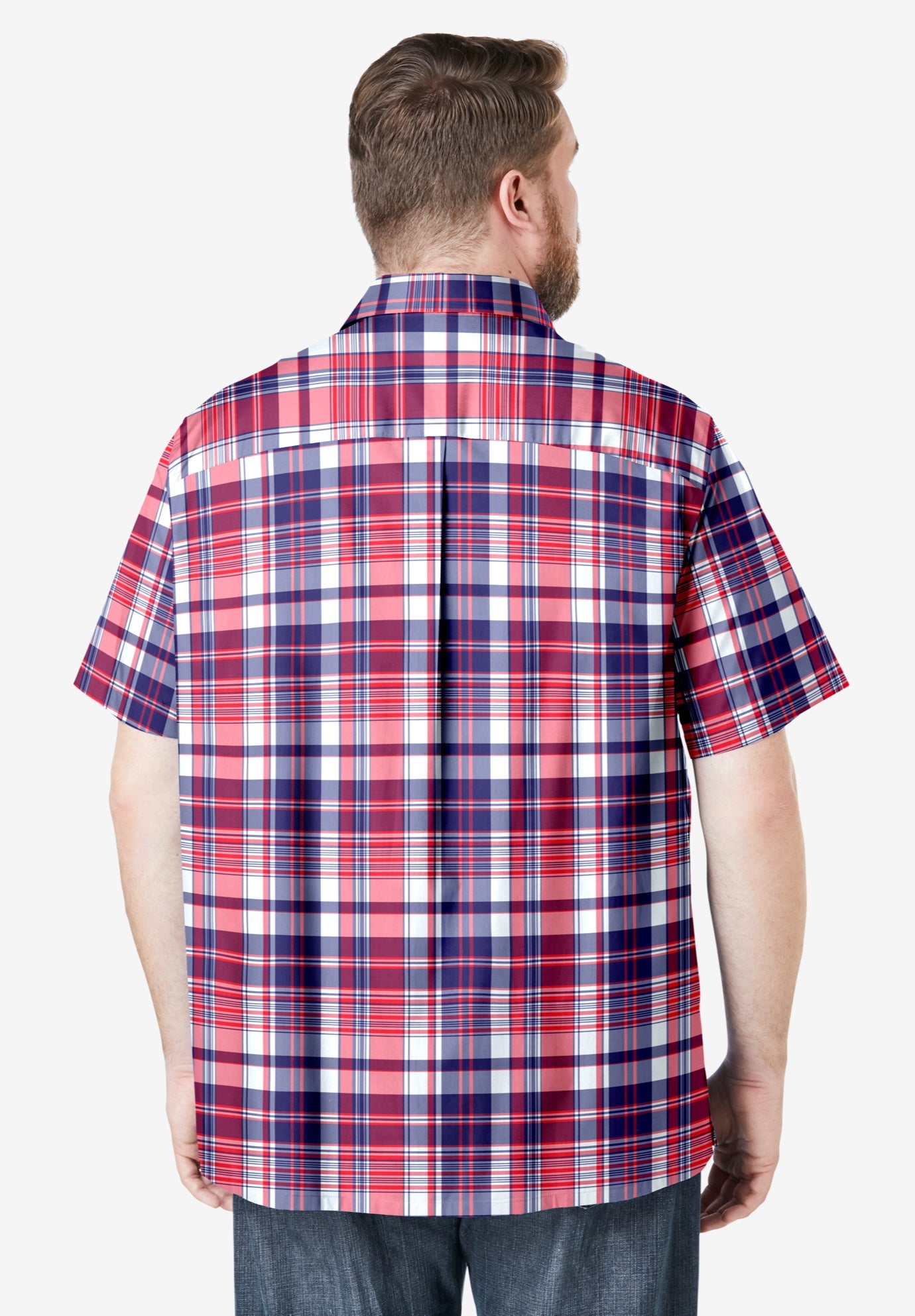 Plaid Wrinkle-Resistant Short Sleeve Button Down image number 1