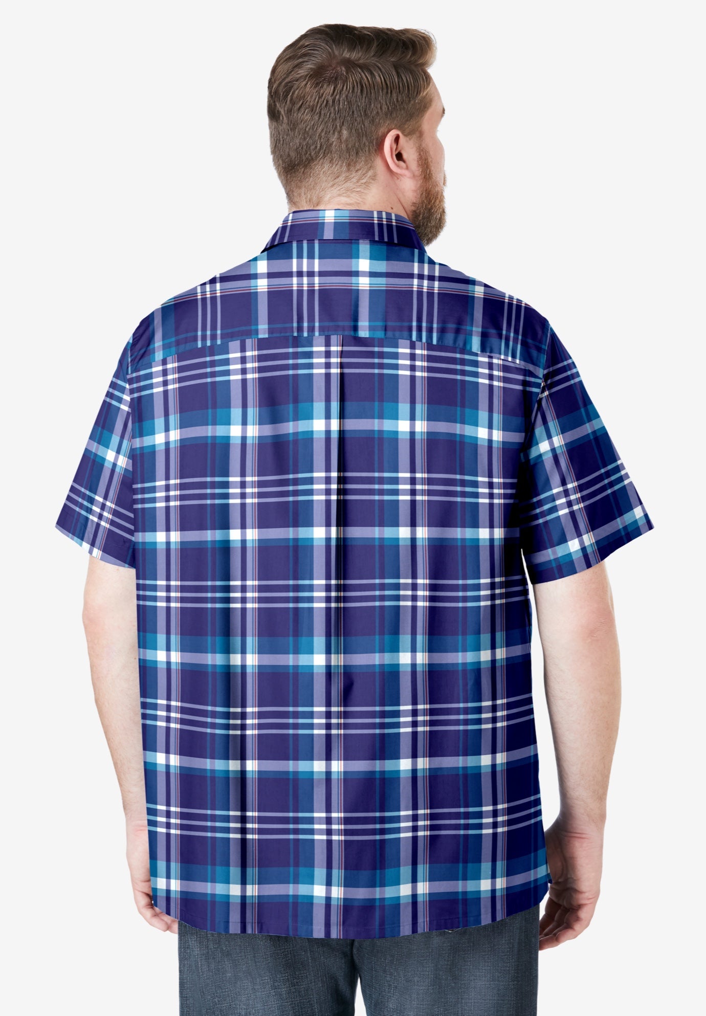 Plaid Wrinkle-Resistant Short Sleeve Button Down image number 1