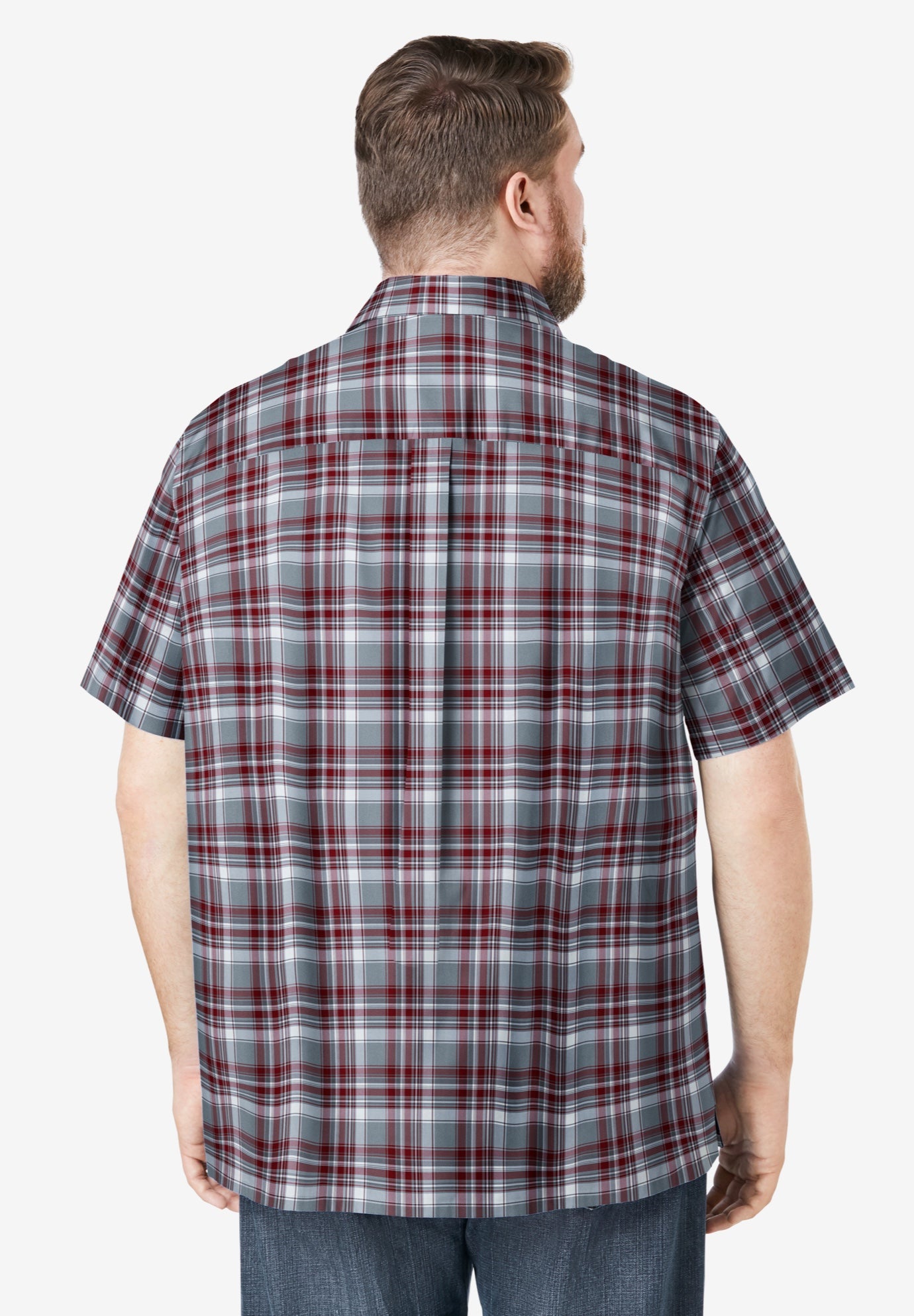 Plaid Wrinkle-Resistant Short Sleeve Button Down image number 1