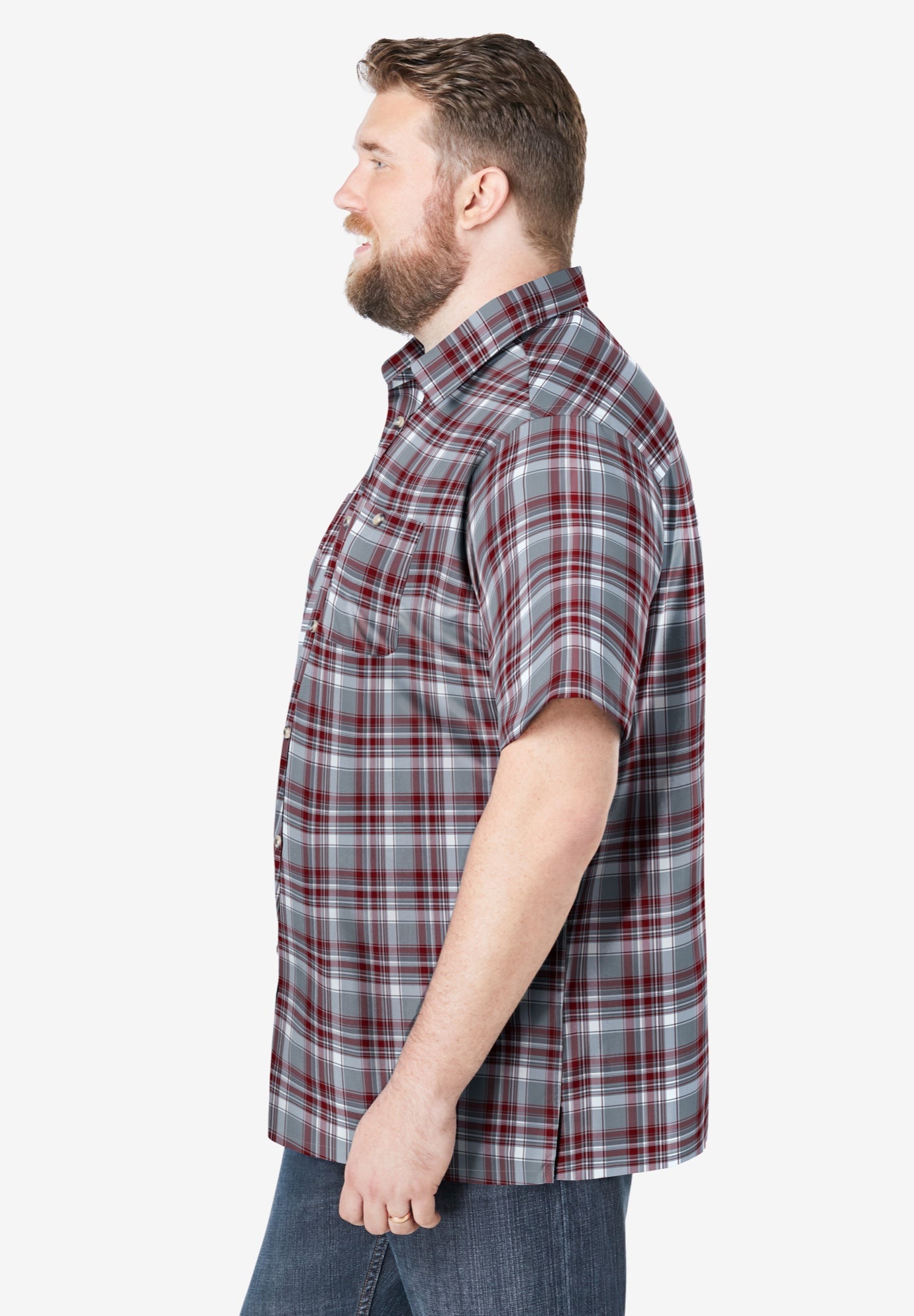 Plaid Wrinkle-Resistant Short Sleeve Button Down image number 2