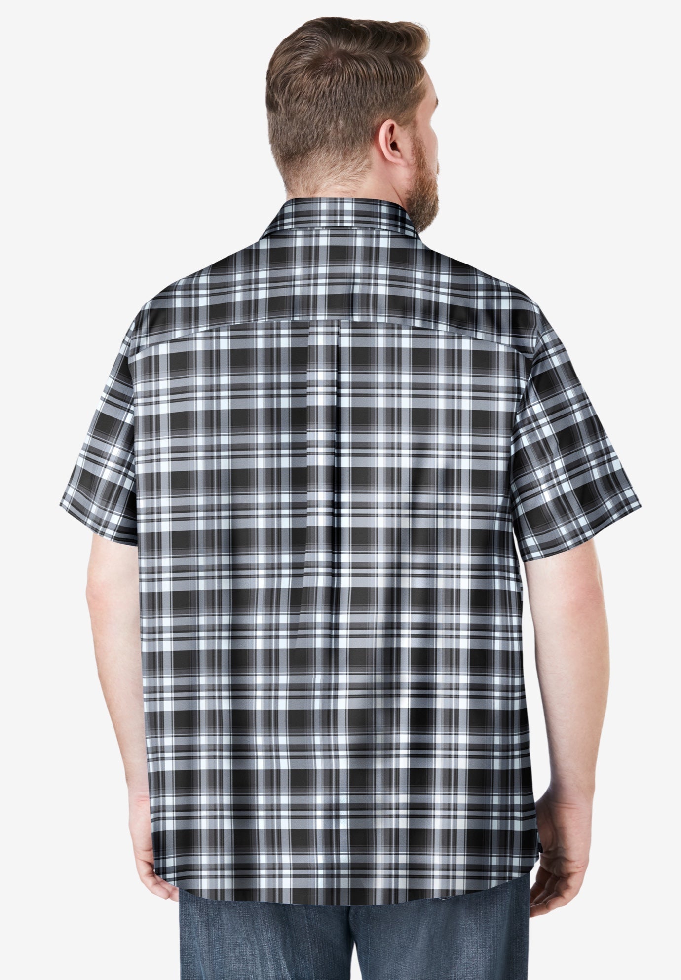 Plaid Wrinkle-Resistant Short Sleeve Button Down image number 1