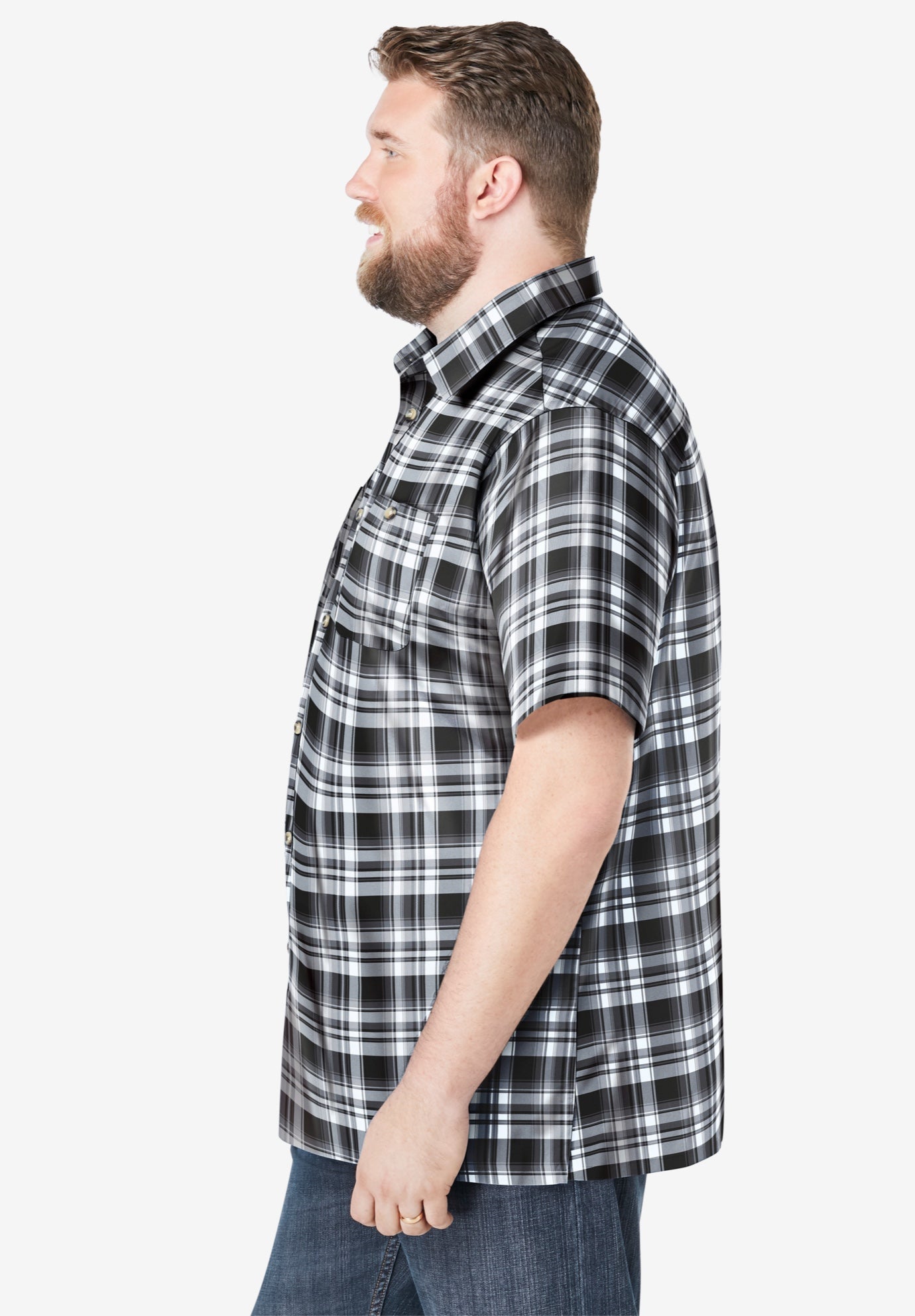 Plaid Wrinkle-Resistant Short Sleeve Button Down image number 2
