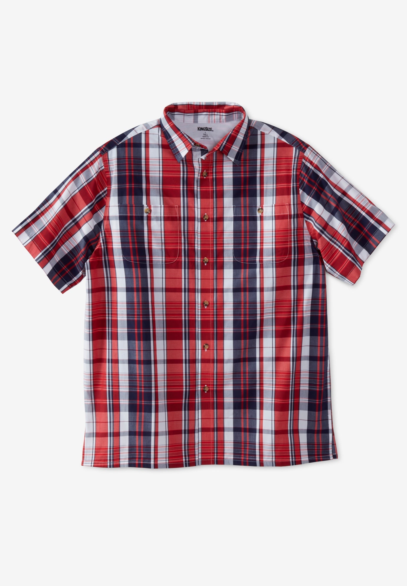 Plaid Wrinkle-Resistant Short Sleeve Button Down image number 0