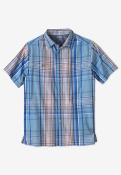 Plaid Wrinkle-Resistant Short Sleeve Button Down