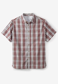 Plaid Wrinkle-Resistant Short Sleeve Button Down