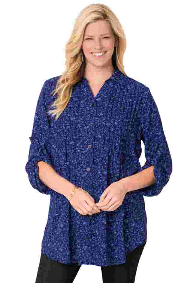 Rayon 7-Day Pintucked Tunic Blouse image number 1