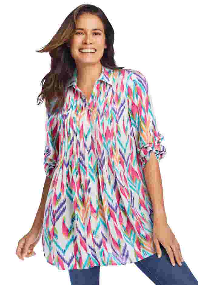 Rayon 7-Day Pintucked Tunic Blouse image number 2