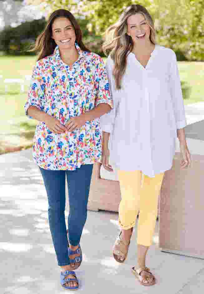 Rayon 7-Day Pintucked Tunic Blouse image number 3
