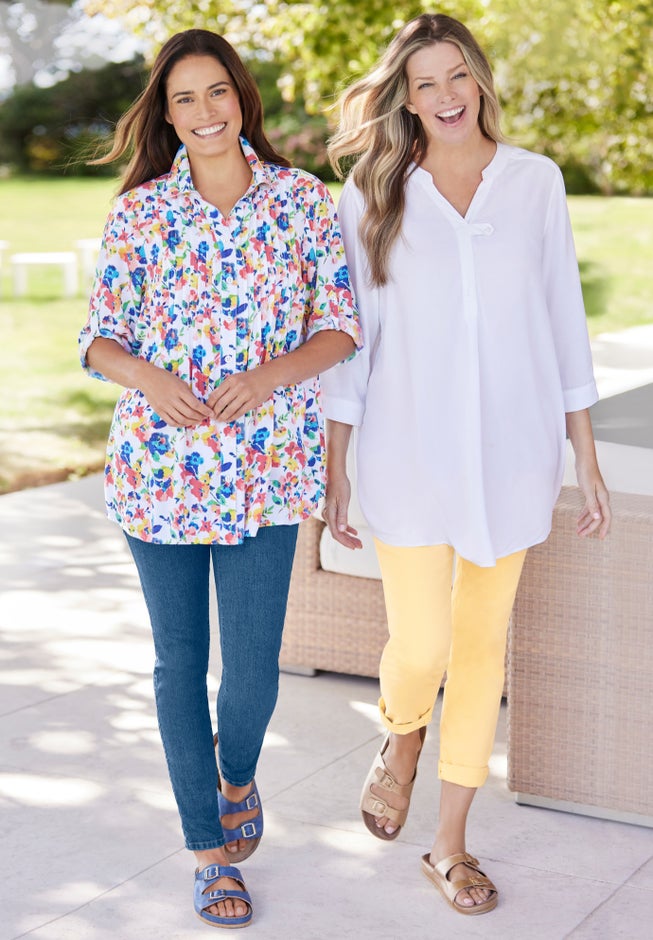 Rayon 7-Day Pintucked Tunic Blouse image number 6