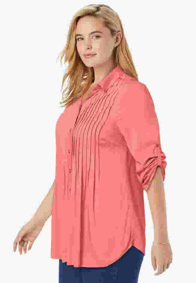 Rayon 7-Day Pintucked Tunic Blouse image number 2