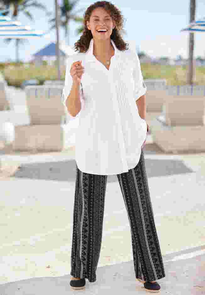 Rayon 7-Day Pintucked Tunic Blouse image number 4