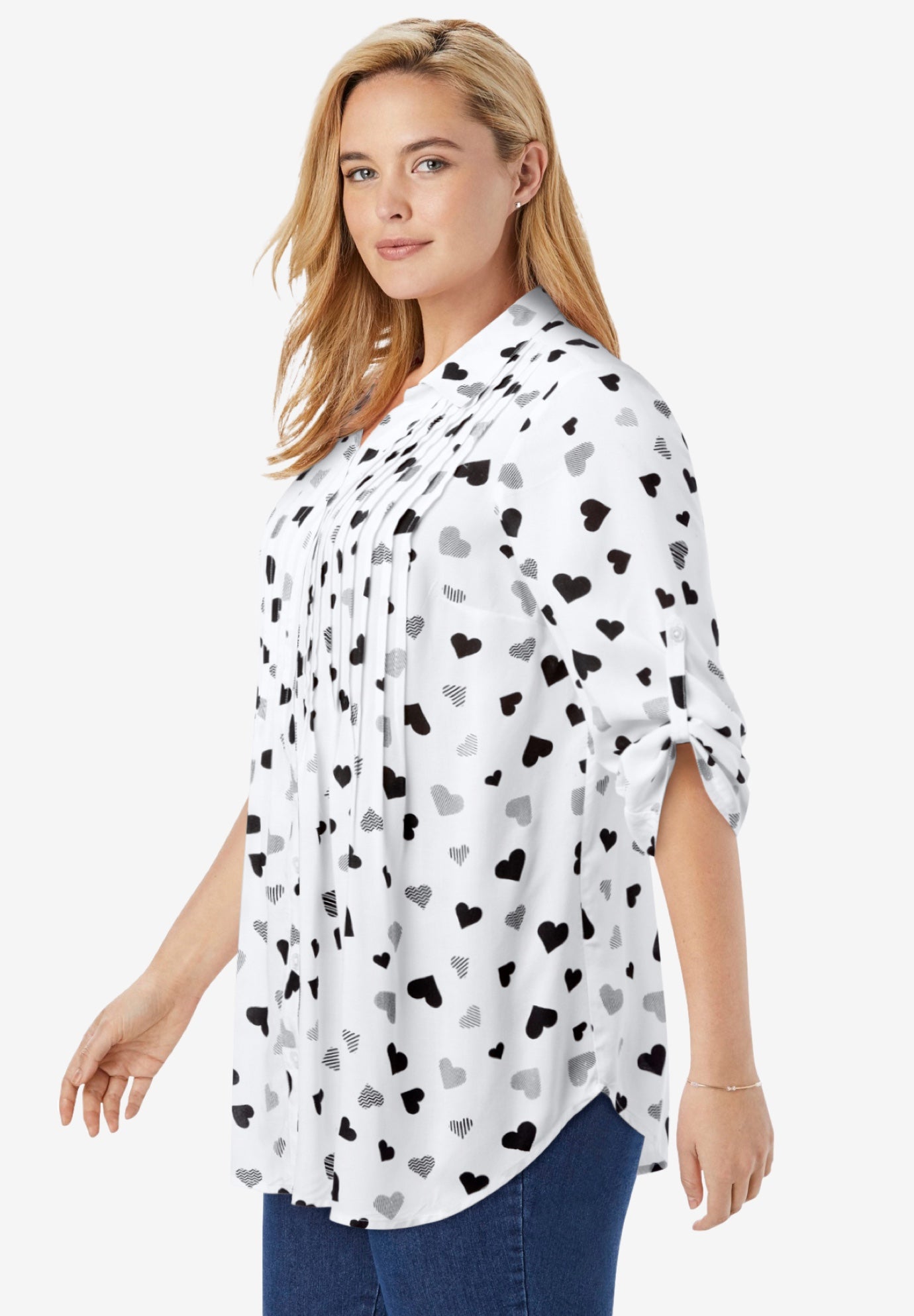 Rayon Pintucked Effortless Tunic Blouse image number 2