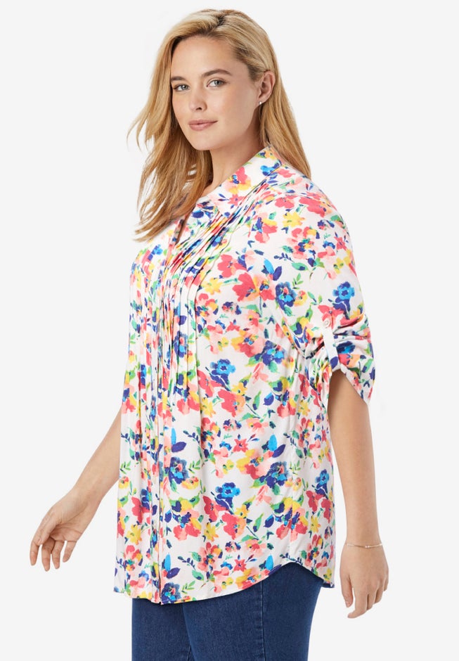 Rayon 7-Day Pintucked Tunic Blouse image number 2