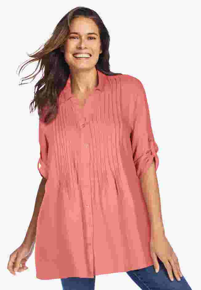Rayon 7-Day Pintucked Tunic Blouse image number 0