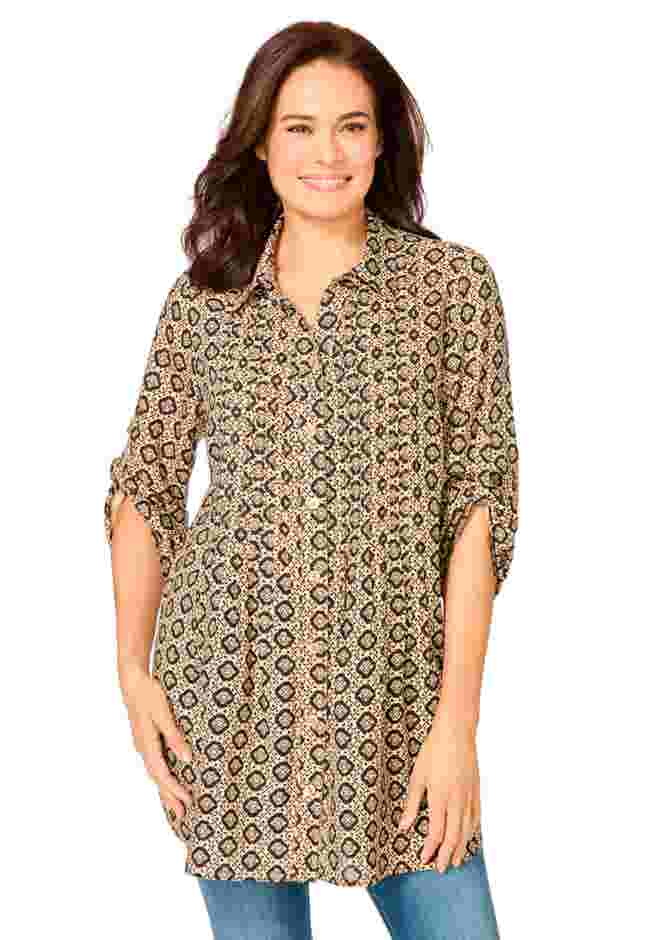 Rayon 7-Day Pintucked Tunic Blouse image number 0