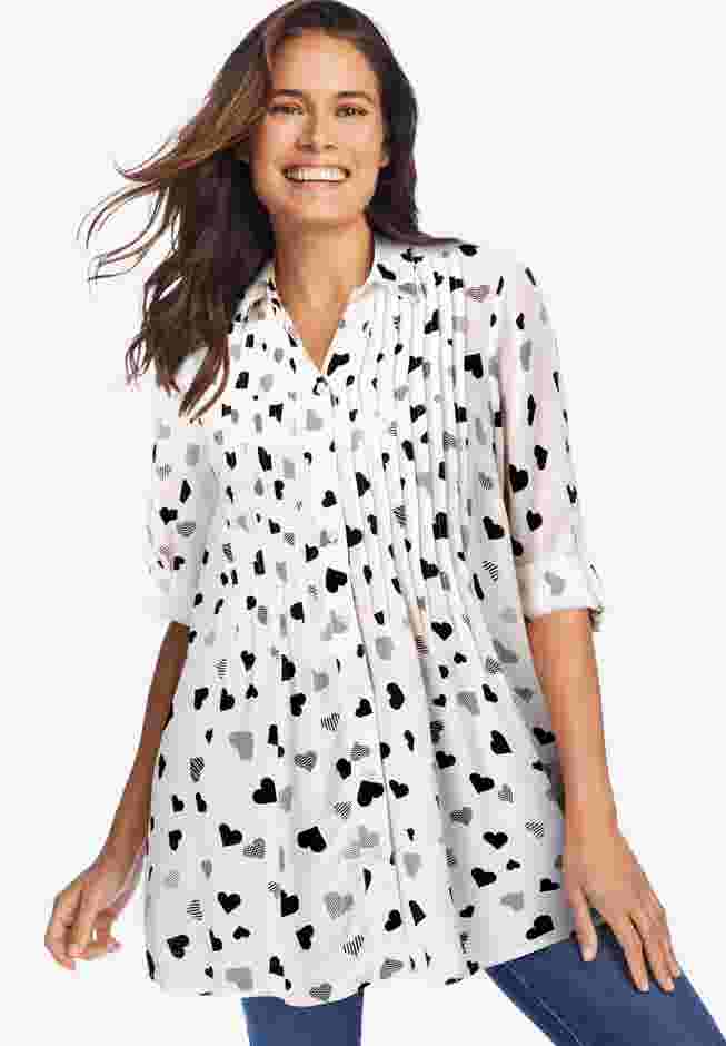 Rayon 7-Day Pintucked Tunic Blouse image number 0