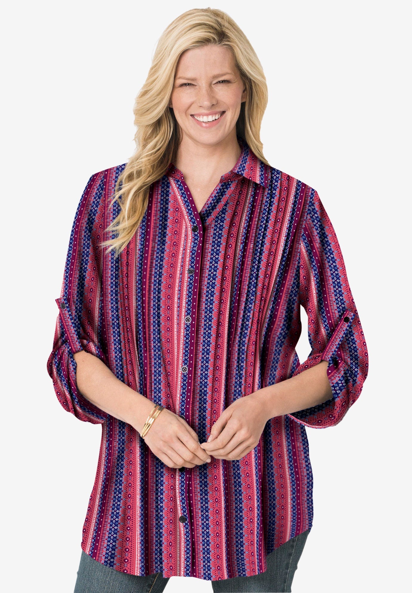 Rayon 7-Day Pintucked Tunic Blouse image number 0