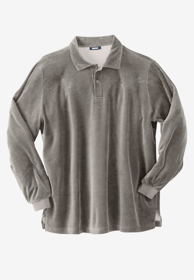 Long-Sleeve Velour Polo image number null